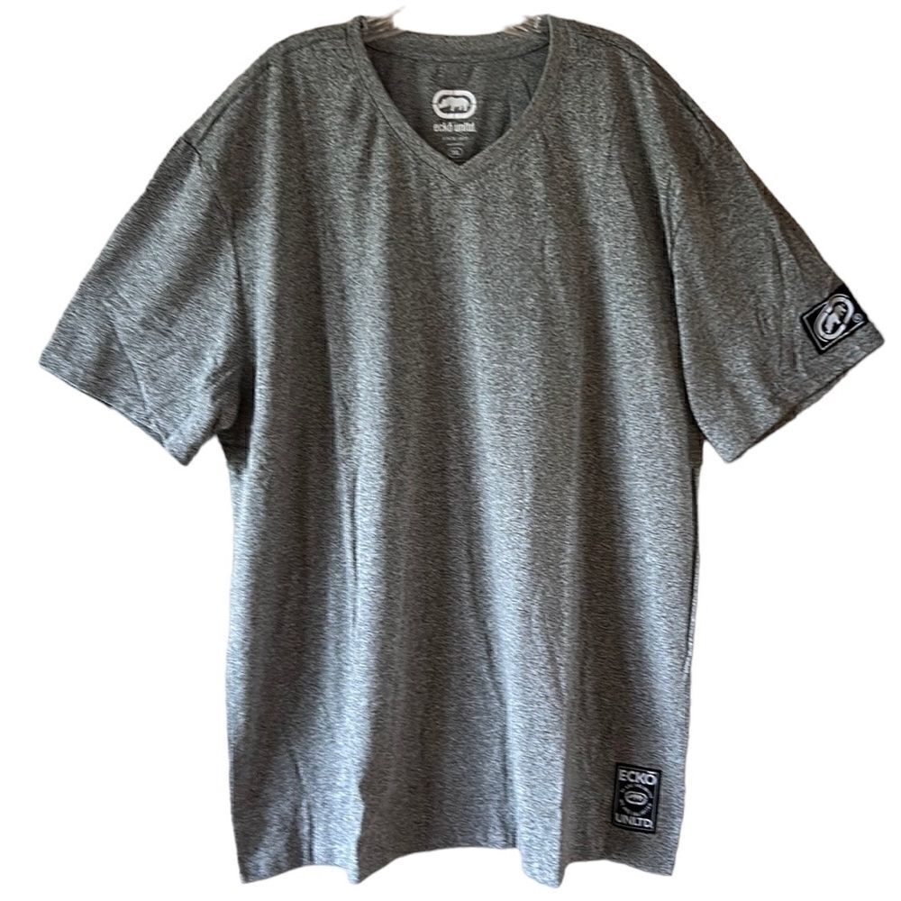 NEW Ecko Unlimited Mens Grey V Neck Tee